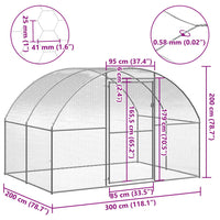 HKM-8221629 Galvanized Steel Outdoor Chicken Coop with Spacious Run - 3x2x2 m Enclosure for Poultry