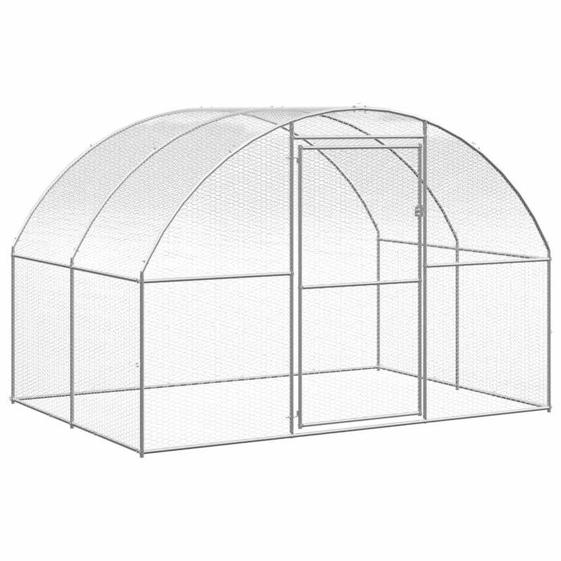 HKM-8221629 Galvanized Steel Outdoor Chicken Coop with Spacious Run - 3x2x2 m Enclosure for Poultry