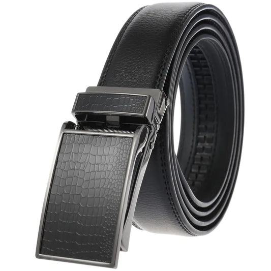 HKM-822163 Men's Automatic Leather Belt with Custom Logo Printing Capability