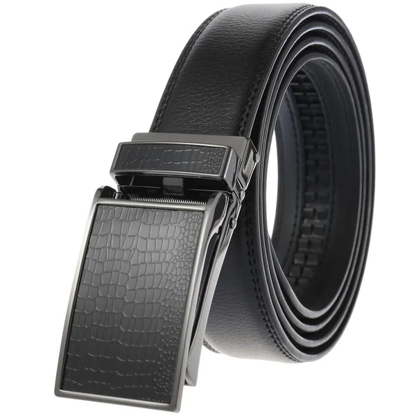 HKM-822163 Men's Automatic Leather Belt with Custom Logo Printing Capability