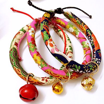 HKM-8222013 Handmade Japanese Style Cotton Pet Collar for Cats and Dogs - Multiple Sizes Available