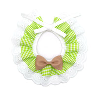 HKM-8222269 Cute Bow Bib for Small Dogs - Fresh Green & Blue Polyester/Cotton with Sizes XS to L