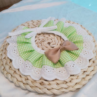 HKM-8222269 Cute Bow Bib for Small Dogs - Fresh Green & Blue Polyester/Cotton with Sizes XS to L