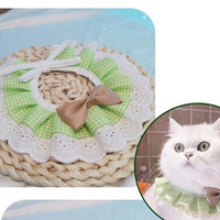 HKM-8222269 Cute Bow Bib for Small Dogs - Fresh Green & Blue Polyester/Cotton with Sizes XS to L