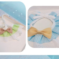 HKM-8222269 Cute Bow Bib for Small Dogs - Fresh Green & Blue Polyester/Cotton with Sizes XS to L