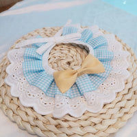 HKM-8222269 Cute Bow Bib for Small Dogs - Fresh Green & Blue Polyester/Cotton with Sizes XS to L