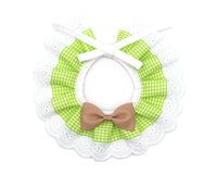HKM-8222269 Cute Bow Bib for Small Dogs - Fresh Green & Blue Polyester/Cotton with Sizes XS to L
