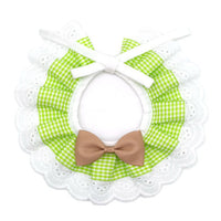 HKM-8222269 Cute Bow Bib for Small Dogs - Fresh Green & Blue Polyester/Cotton with Sizes XS to L