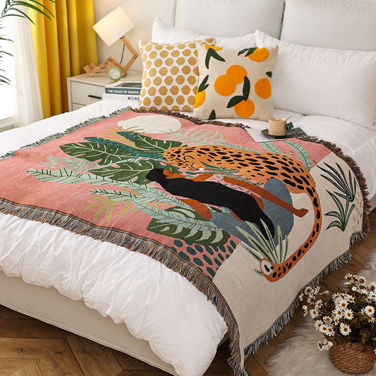 HKM-822291 American Style Cotton Acrylic Blend Camping Cover Blanket in Various Patterns and Sizes