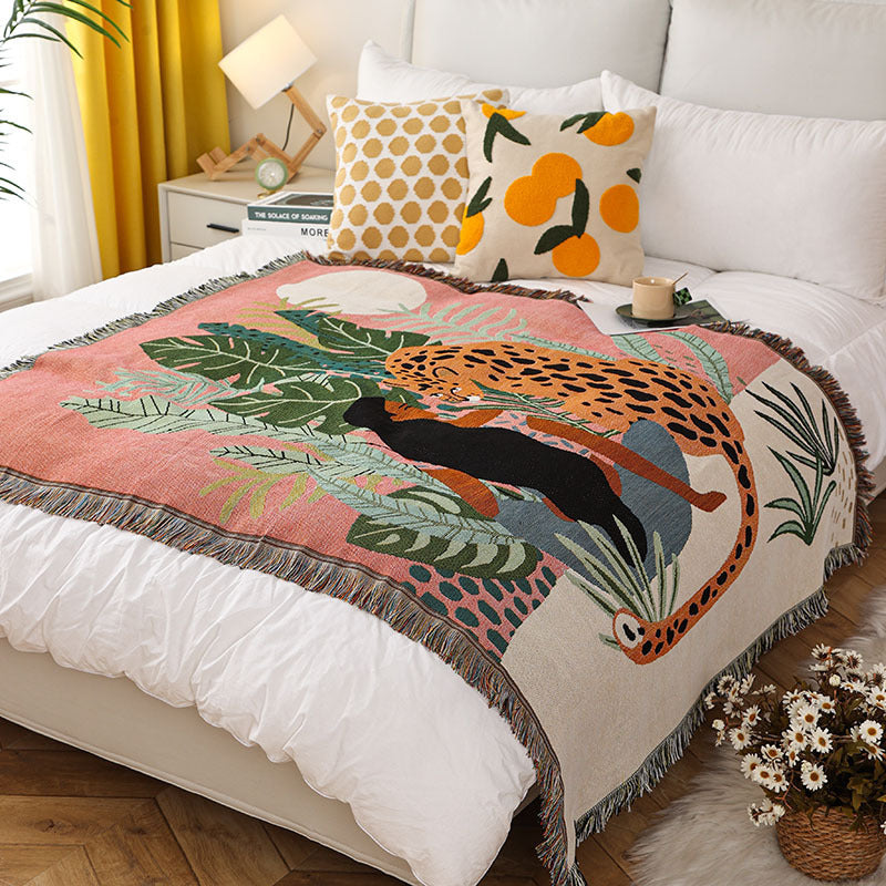 HKM-822291 American Style Cotton Acrylic Blend Camping Cover Blanket in Various Patterns and Sizes