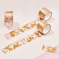 HKM-822291 Sakura Paper Tape - Plant Flower Patterns in Platinum Cherry and Pink Gold Cherry
