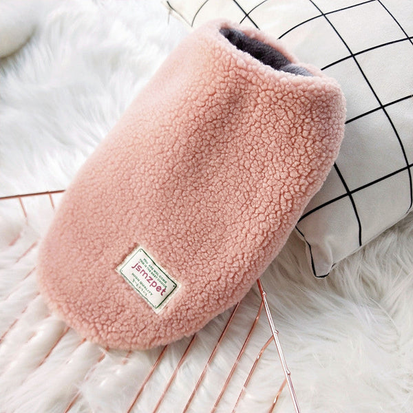 HKM-8224445 Cozy Cotton Vest for Small Dogs and Cats - Soft Lamb Wool, Solid Color, Available in Pink and Brown