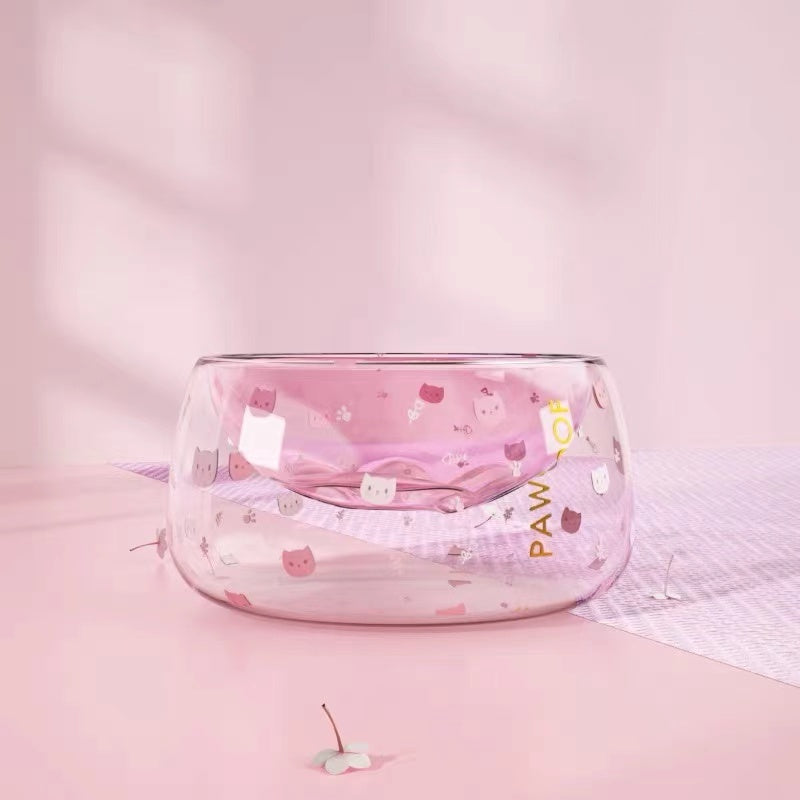 HKM-822483 Creative Glass Cat's Claw Bowl with Cushion for Medium Pets