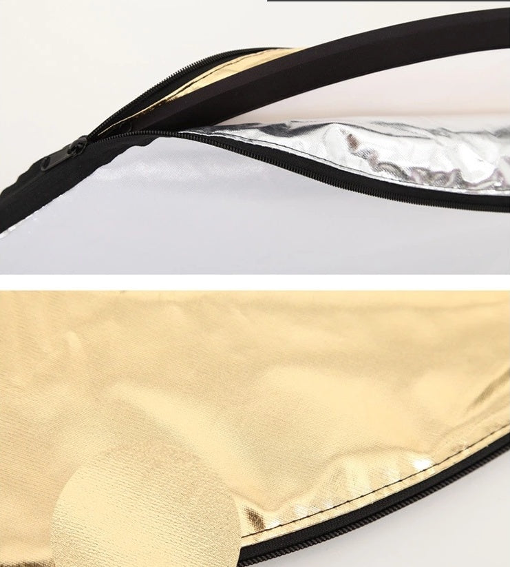 HKM-822675 5-in-1 Folding Reflector with Gold, Silver, White, Black, and Soft Light for Photography