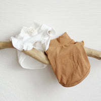HKM-8227389 Cartoon Suspender Skirt Dress for Small Dogs, Cotton Fabric, Brown and White Options, Sizes XXS to XL
