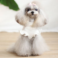 HKM-8227389 Cartoon Suspender Skirt Dress for Small Dogs, Cotton Fabric, Brown and White Options, Sizes XXS to XL