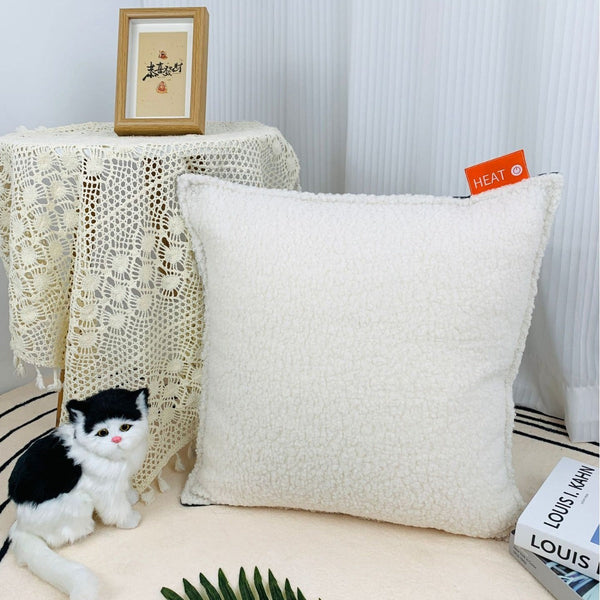 HKM-822739 Electric USB Heating Pillow Hand Warmer - Plush Material, Solid Color, 45x60cm and 45x45cm Options