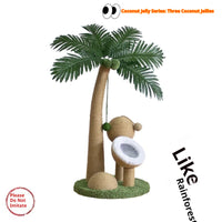 HKM-8229053 Tropical Rainforest Cat Climbing Frame - Wooden Coconut Tree Design, Green & Amber, 40x40x72 cm