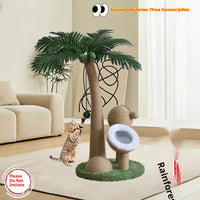 HKM-8229053 Tropical Rainforest Cat Climbing Frame - Wooden Coconut Tree Design, Green & Amber, 40x40x72 cm