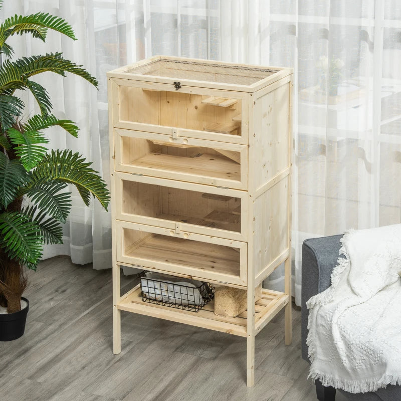 HKM-8229437 5-Tier Wooden Hamster and Small Animal Cage with Openable Top and Storage Shelf