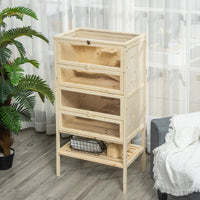 HKM-8229437 5-Tier Wooden Hamster and Small Animal Cage with Openable Top and Storage Shelf
