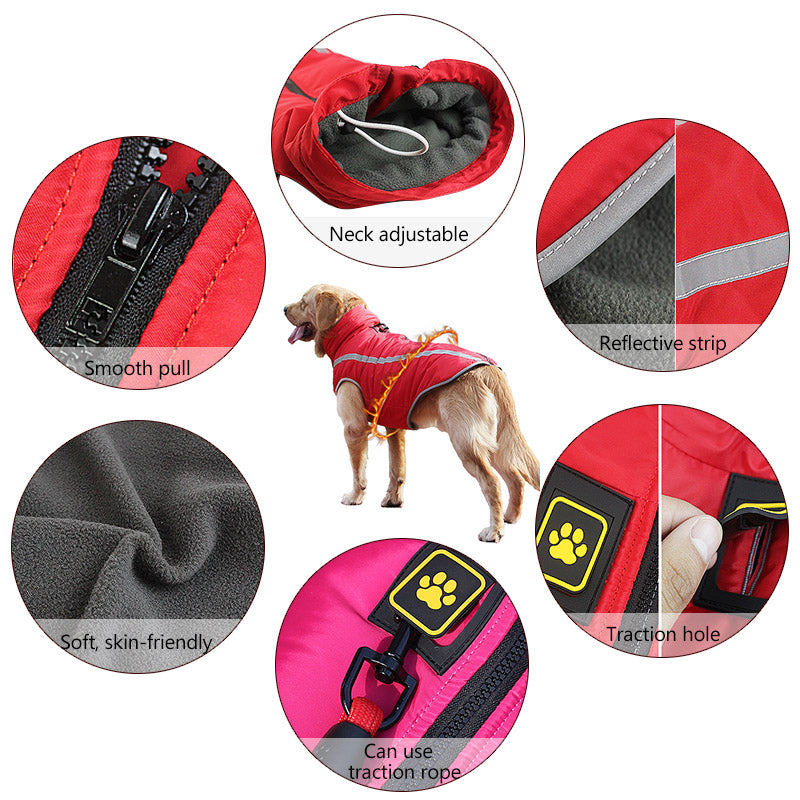 HKM-8229949 Thickened Windproof Winter Dog Coat - Reversible Polar Fleece Vest for All Breeds