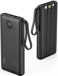HKM-822995 10000mAh Portable Power Bank with Built-in Cables and LED Display, Charges 5 Devices Simultaneously