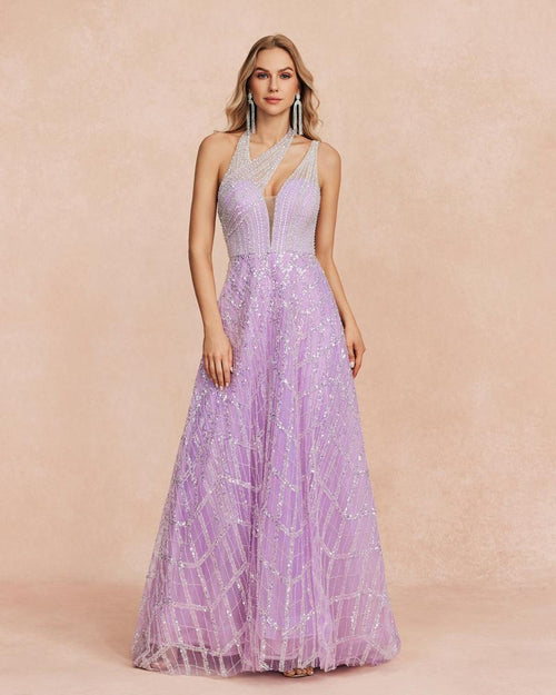 HKM-822995 Elegant Purple Ladies' Dress EZ25007 for Special Occasions