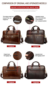 HKM-822995 Waterproof Leather Laptop Bag for Men - Stylish Soft-Sided Briefcase for Professionals