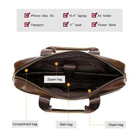 HKM-822995 Waterproof Leather Laptop Bag for Men - Stylish Soft-Sided Briefcase for Professionals