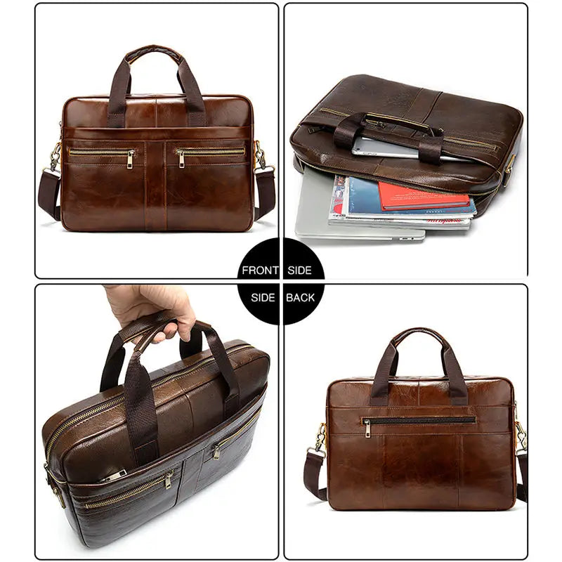 HKM-822995 Waterproof Leather Laptop Bag for Men - Stylish Soft-Sided Briefcase for Professionals