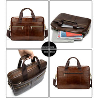 HKM-822995 Waterproof Leather Laptop Bag for Men - Stylish Soft-Sided Briefcase for Professionals