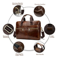 HKM-822995 Waterproof Leather Laptop Bag for Men - Stylish Soft-Sided Briefcase for Professionals