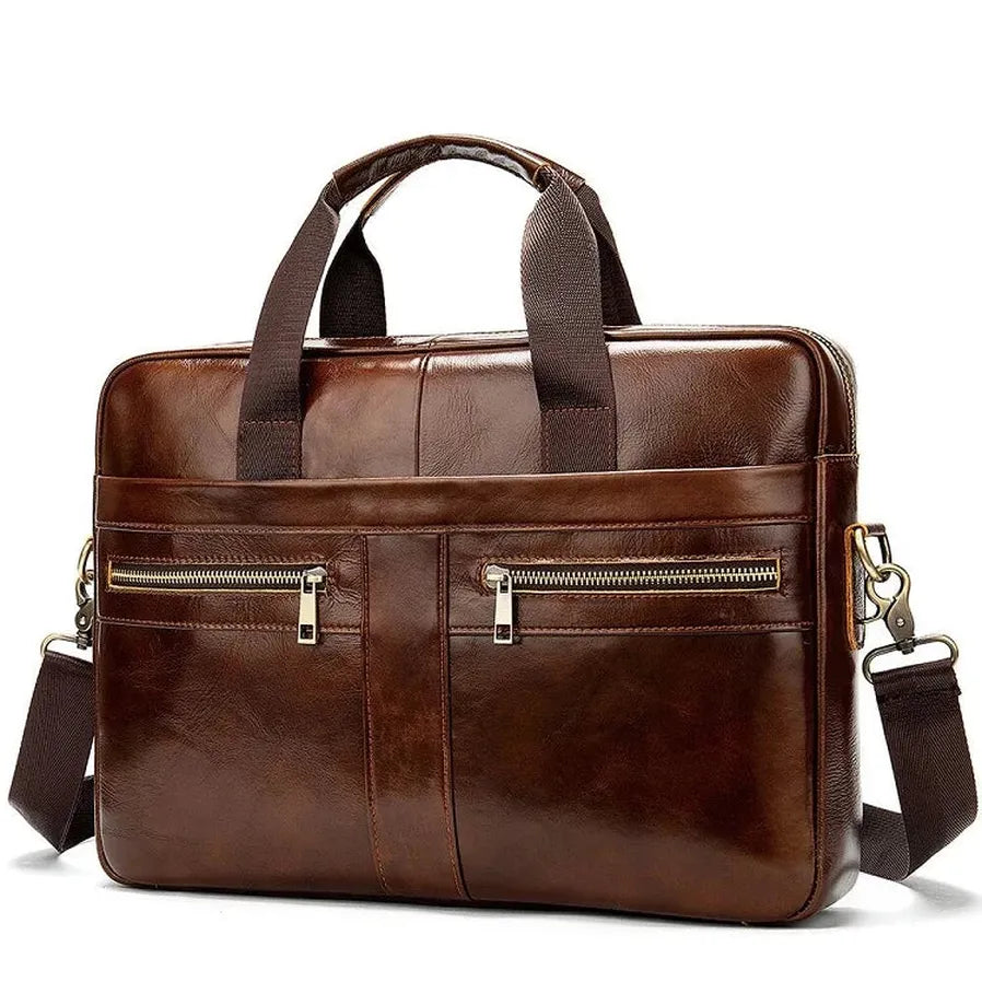 HKM-822995 Waterproof Leather Laptop Bag for Men - Stylish Soft-Sided Briefcase for Professionals