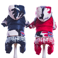 HKM-8230205 Padded Four-Legged Dog Coat in Red and Blue - Casual Fit, Sizes 10-18