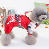 HKM-8230205 Padded Four-Legged Dog Coat in Red and Blue - Casual Fit, Sizes 10-18