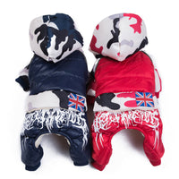 HKM-8230205 Padded Four-Legged Dog Coat in Red and Blue - Casual Fit, Sizes 10-18