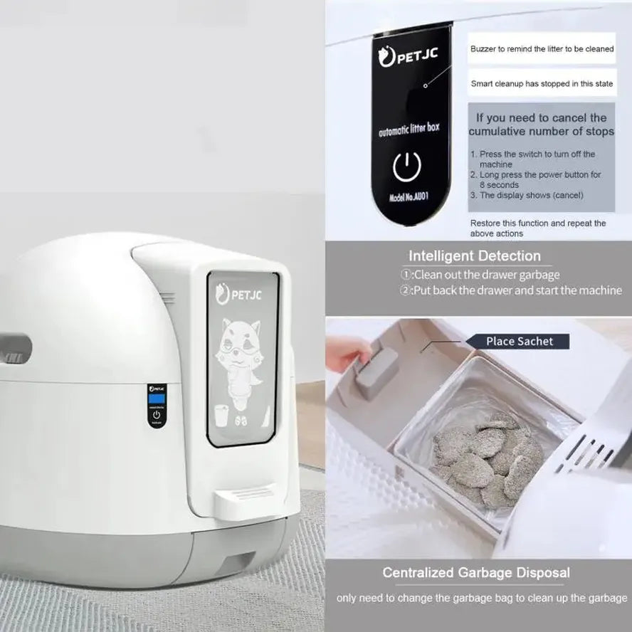 HKM-823059 Automatic Self-Cleaning Cat Litter Box with Front Entry and Gravity Sensor Function
