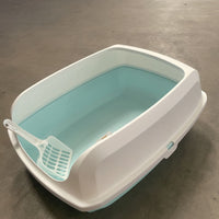 HKM-8231229 Semi-Enclosed Cat Litter Box with Privacy Shield for Easy Cleaning and Odor Control