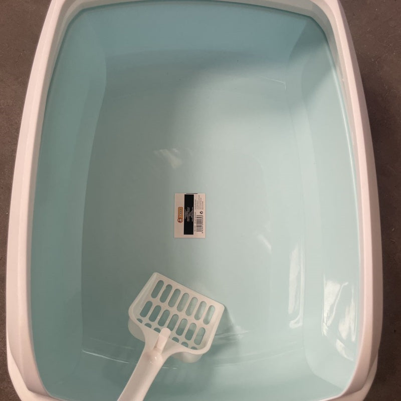 HKM-8231229 Semi-Enclosed Cat Litter Box with Privacy Shield for Easy Cleaning and Odor Control
