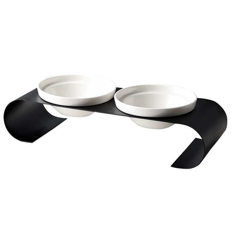 HKM-8231613 Double Bowl Dog Bowl Set with Iron Frame and Ceramic Bowls for Cats