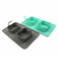 HKM-8231741 Folding Silicone Pet Bowl for Dogs and Cats - Mint Green & Gray, Portable with Storage Bag