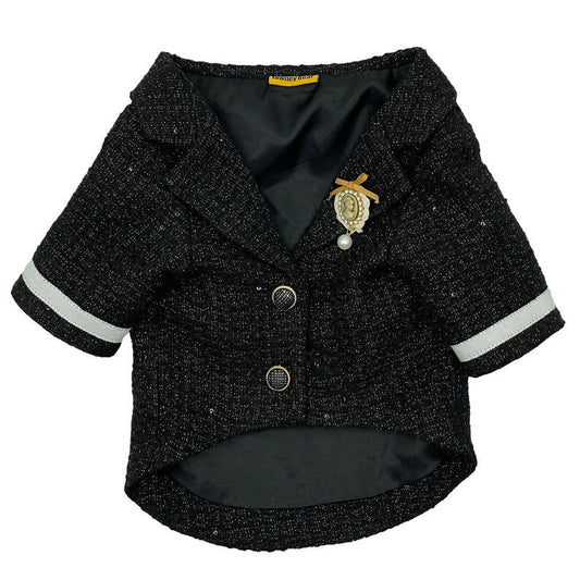 HKM-8232125 Casual Black Polyester Jacket for Small to Medium Dogs, Ideal for Pomeranians and Schnauzers