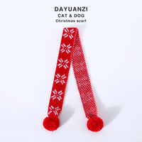 HKM-8233149 Warm Knitted Wool Pet Scarf with Snowflake and Plaid Patterns for Winter Wear