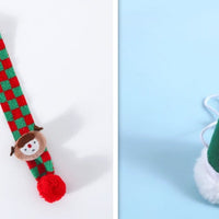 HKM-8233149 Warm Knitted Wool Pet Scarf with Snowflake and Plaid Patterns for Winter Wear