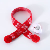 HKM-8233149 Warm Knitted Wool Pet Scarf with Snowflake and Plaid Patterns for Winter Wear