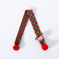 HKM-8233149 Warm Knitted Wool Pet Scarf with Snowflake and Plaid Patterns for Winter Wear