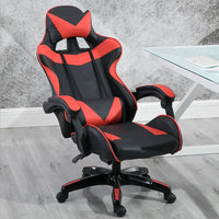 HKM-823315 Red and Black PU Leather Gaming Chair with Recline Function and Adjustable Footrest