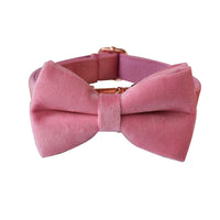 HKM-8233533 Double Layer Microfiber Velvet Pet Collar with Bow Tie and Leash - Available in Multiple Sizes