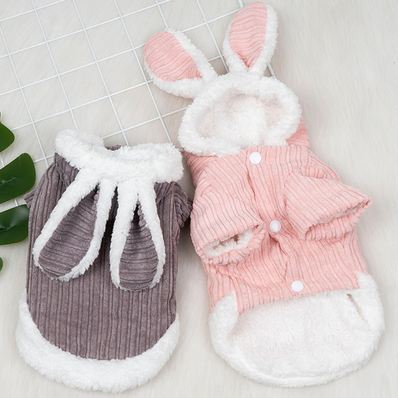 HKM-8233917 Cozy Rabbit Design Dog Sweater for Autumn and Winter, Warm Cotton Pet Coat